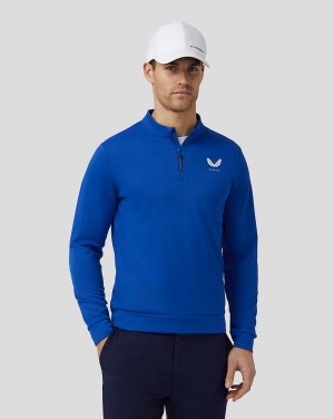 Castore Golf Club Classic Quarter Zip Top Bleu Royal Bleu | KLEDB-6239