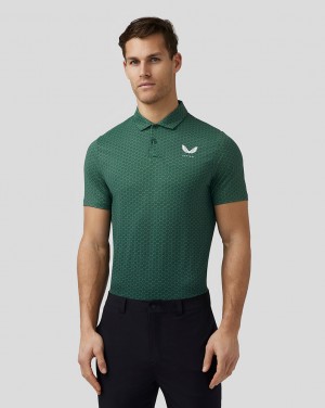 Castore Golf Printed Polo Vert | XQKDT-6892